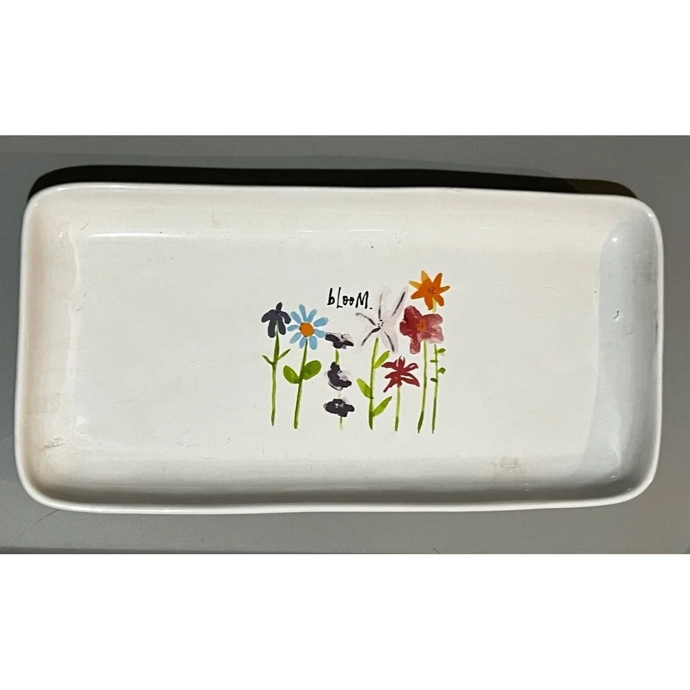 Rae Dunn Watercolor Bloom Tray Large Platter Flowers Artisan Collection